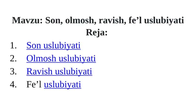 Son, olmosh, ravish, fe’luslubiyati