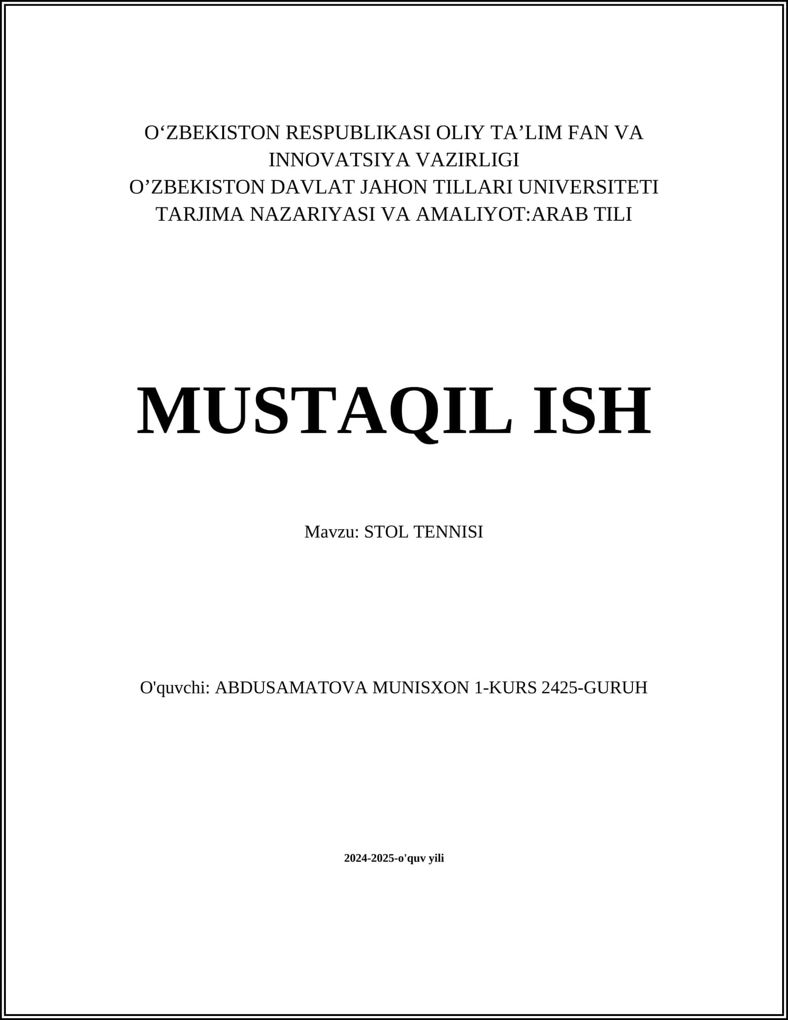 STOL TENNISI