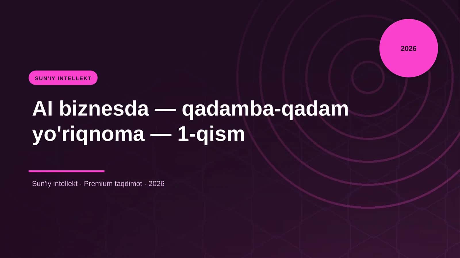 AI biznesda — qadamba-qadam yo'riqnoma — 1-qism