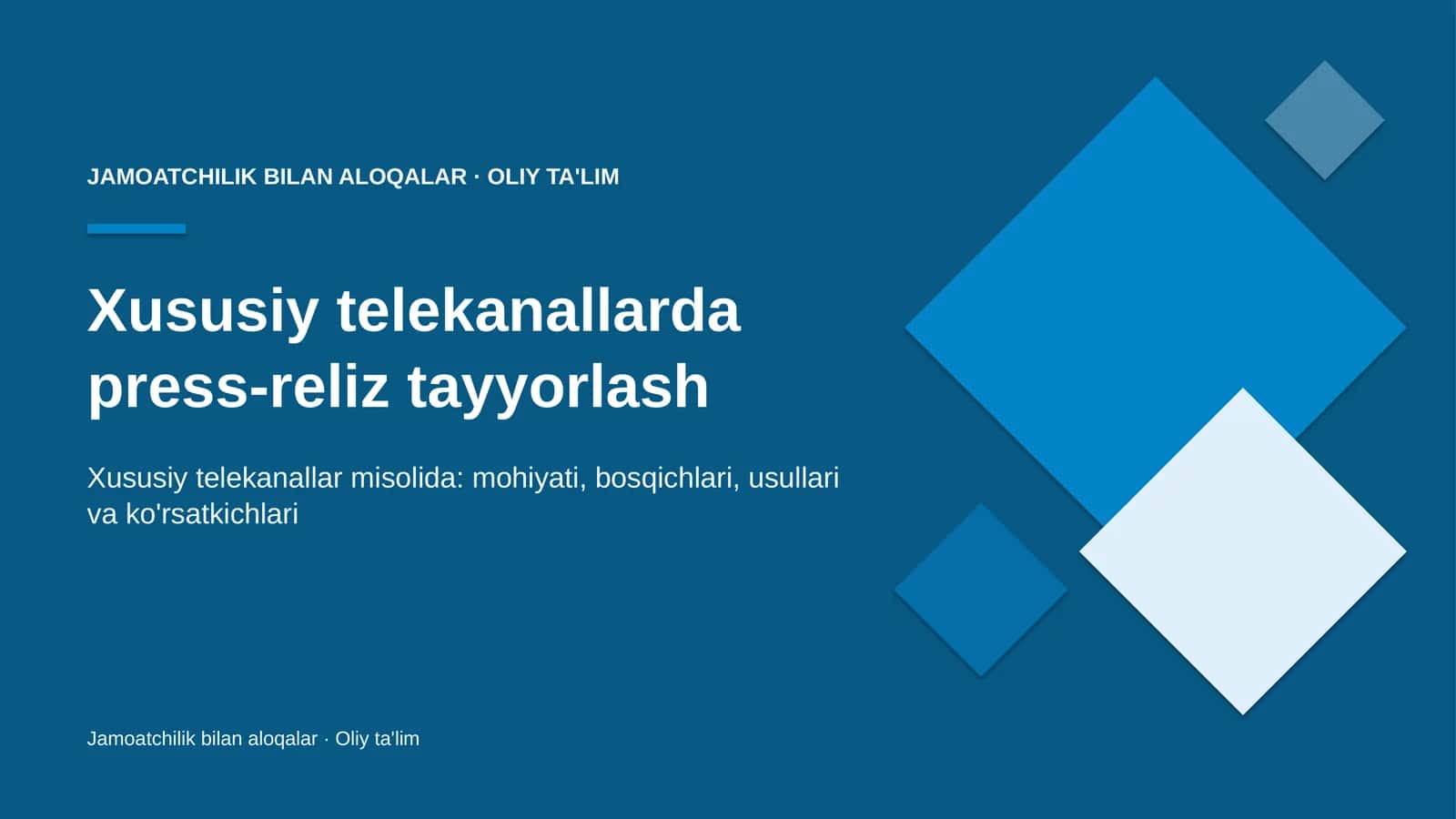 Xususiy telekanallarda press-reliz tayyorlash