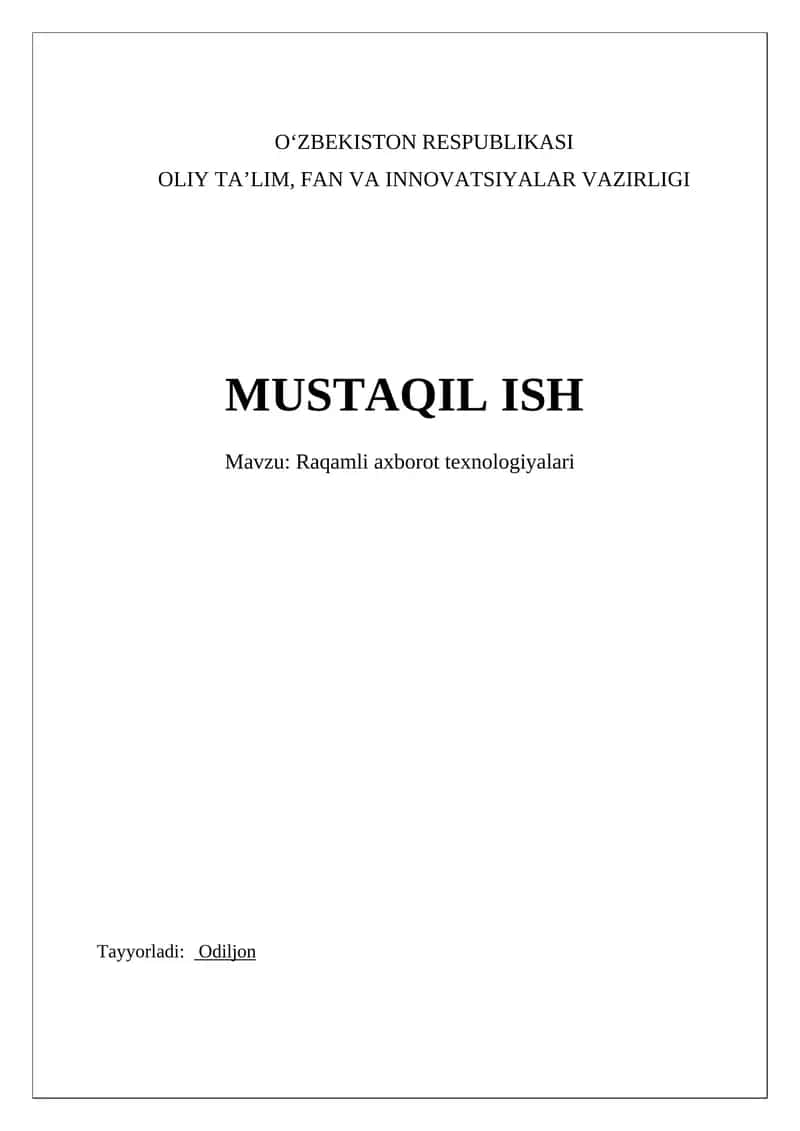Raqamli axborot texnologiyalari