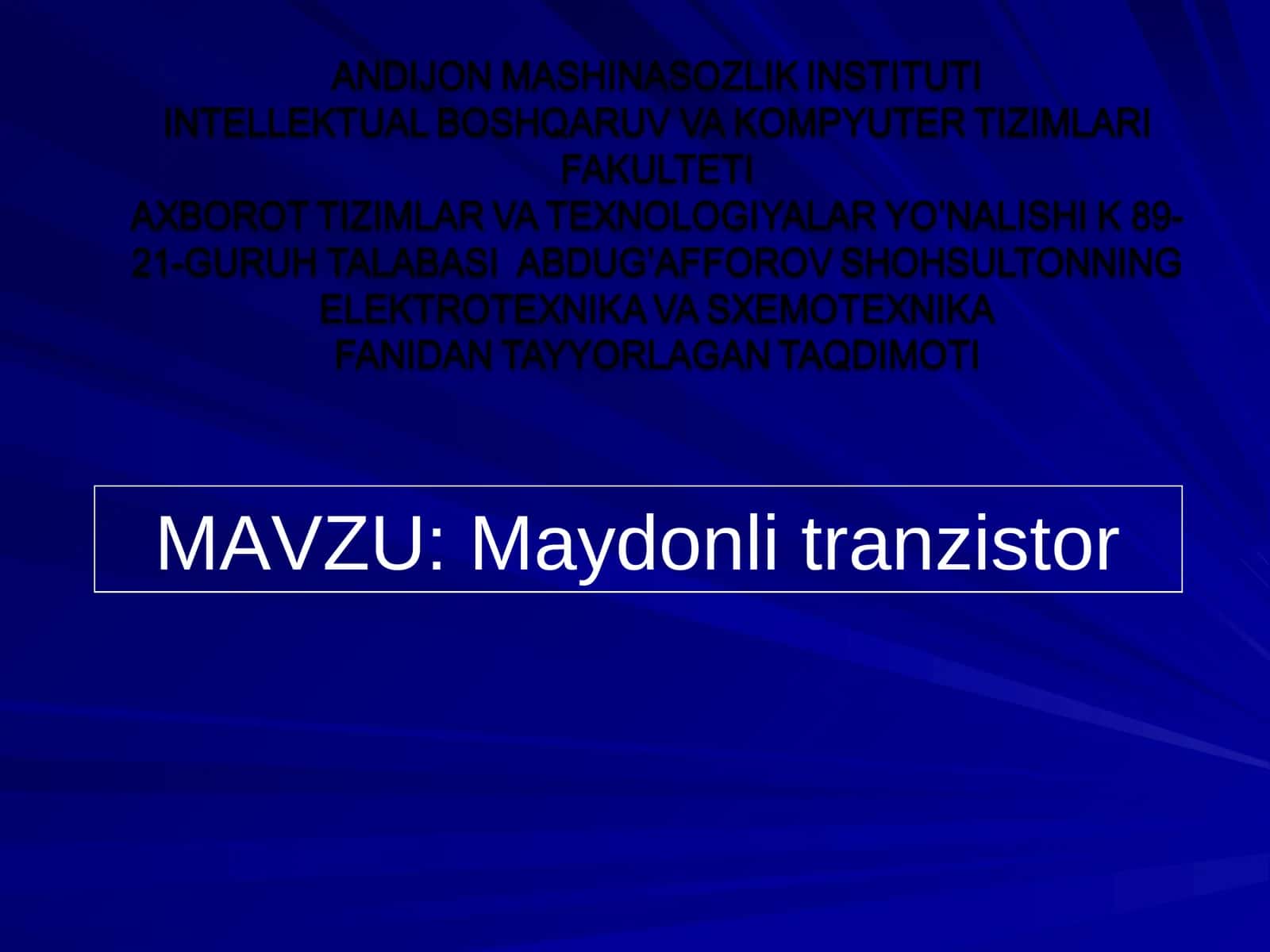 Maydonli tranzistor