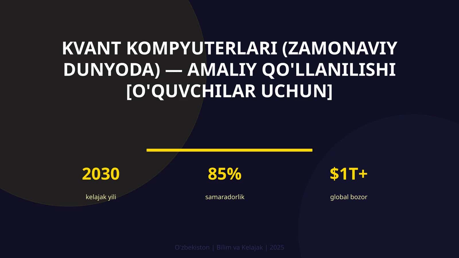 KVANT KOMPYUTERLARI (ZAMONAVIY DUNYODA) — AMALIY QO'LLANILISHI [O'QUVCHILAR UCHUN]
