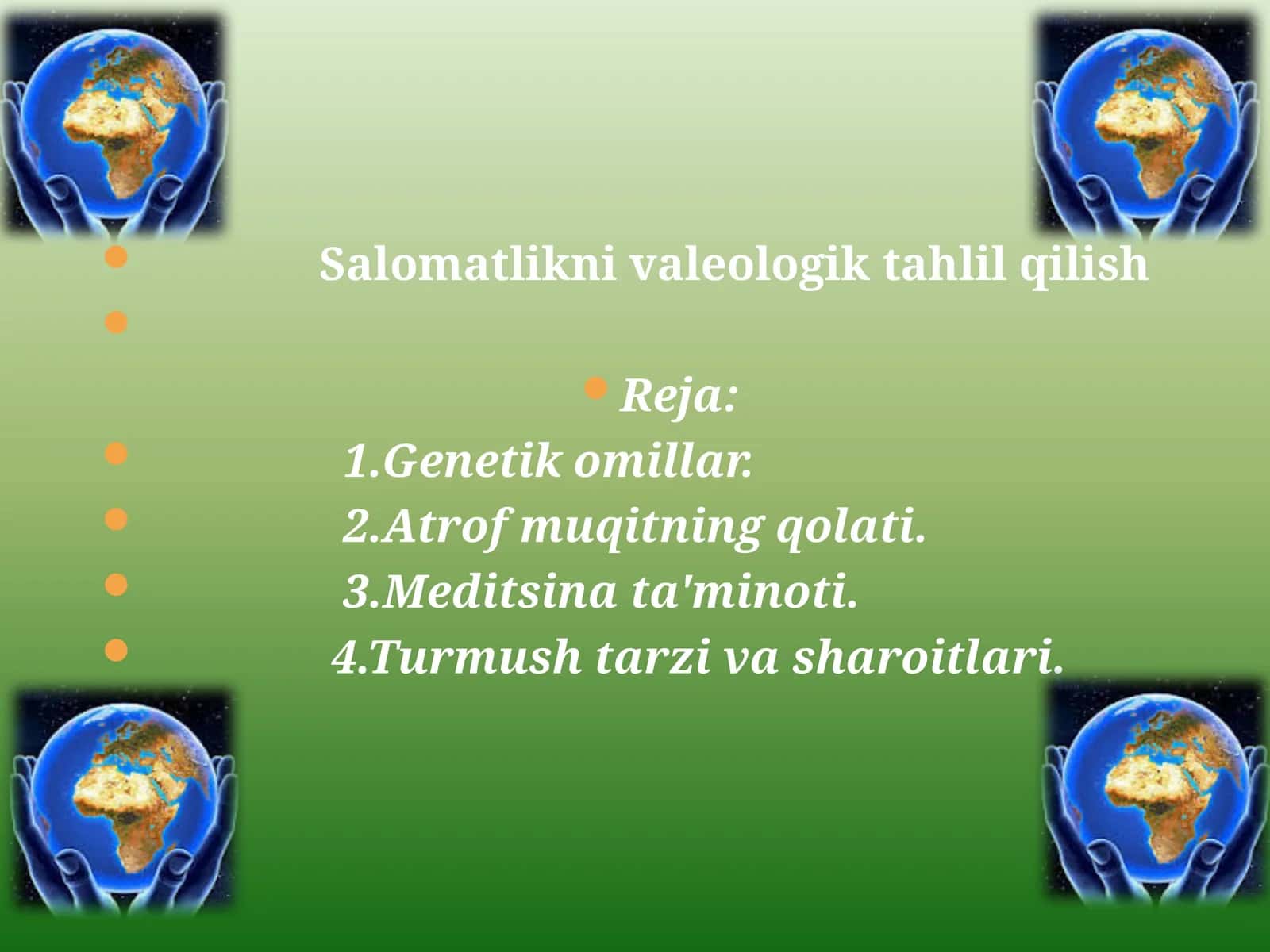 Salomatlikni valeologik tahlil qilish