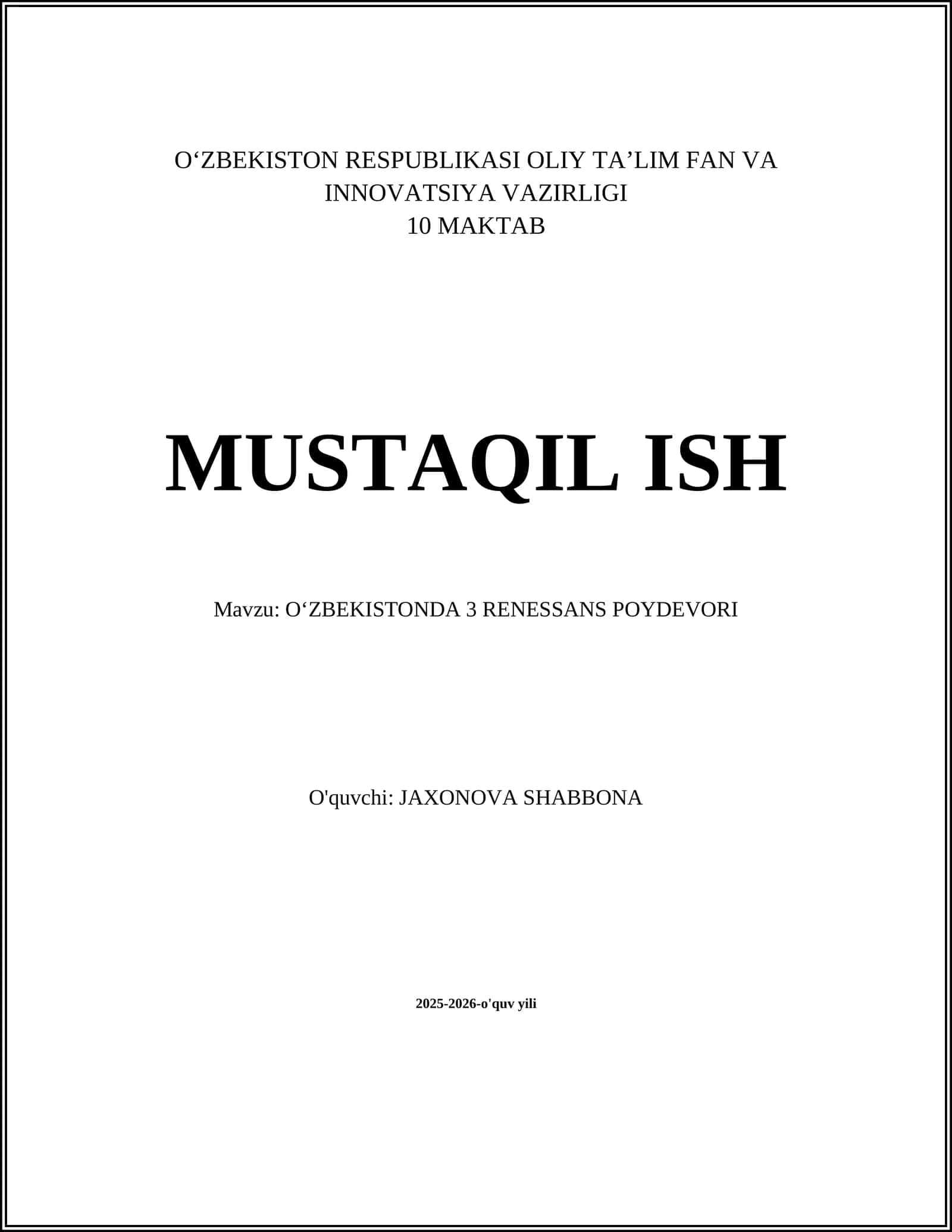 Oʻzbekistonda 3 renessans poydevori