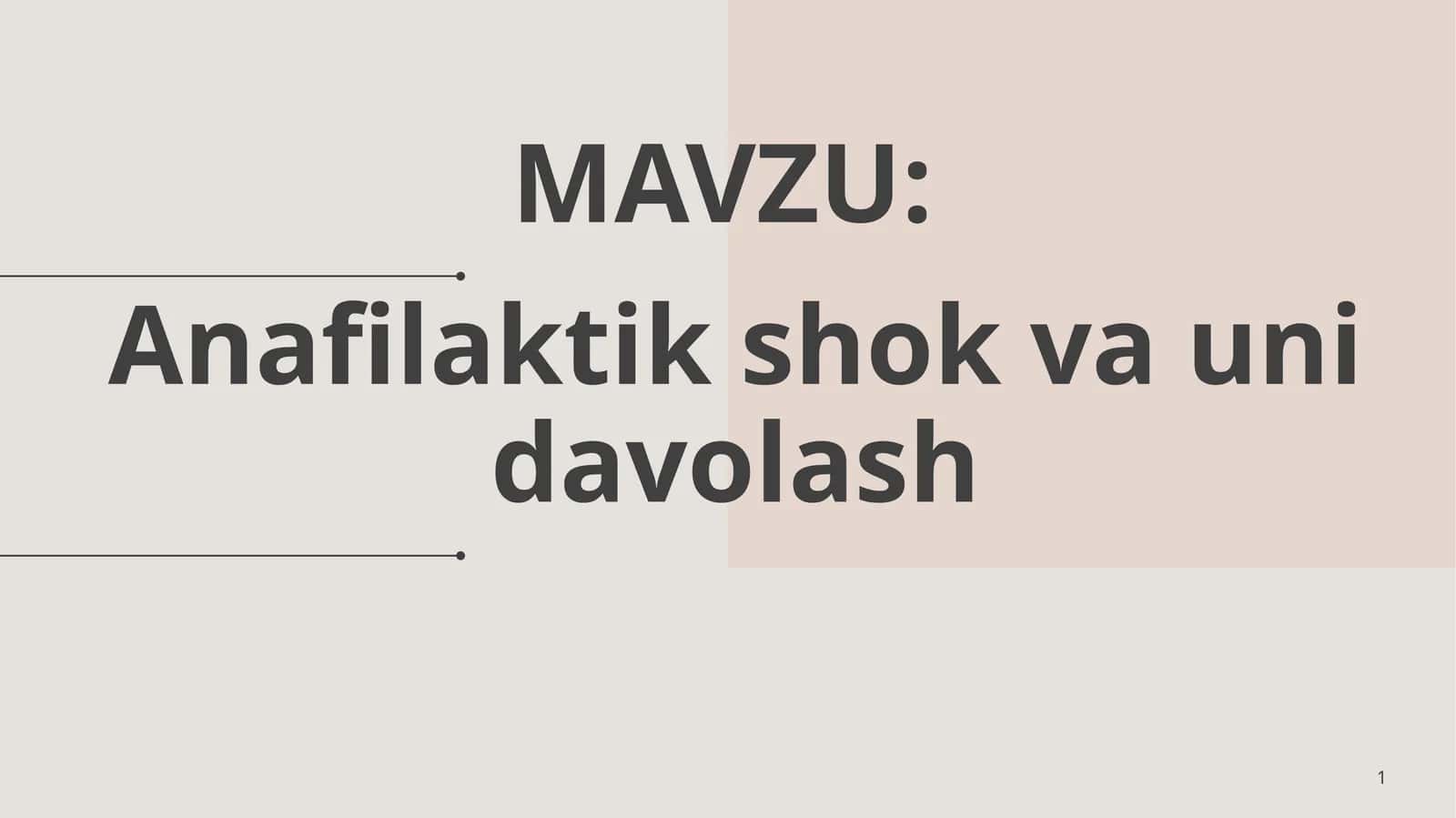 Anafilaktik shok va uni davolash
