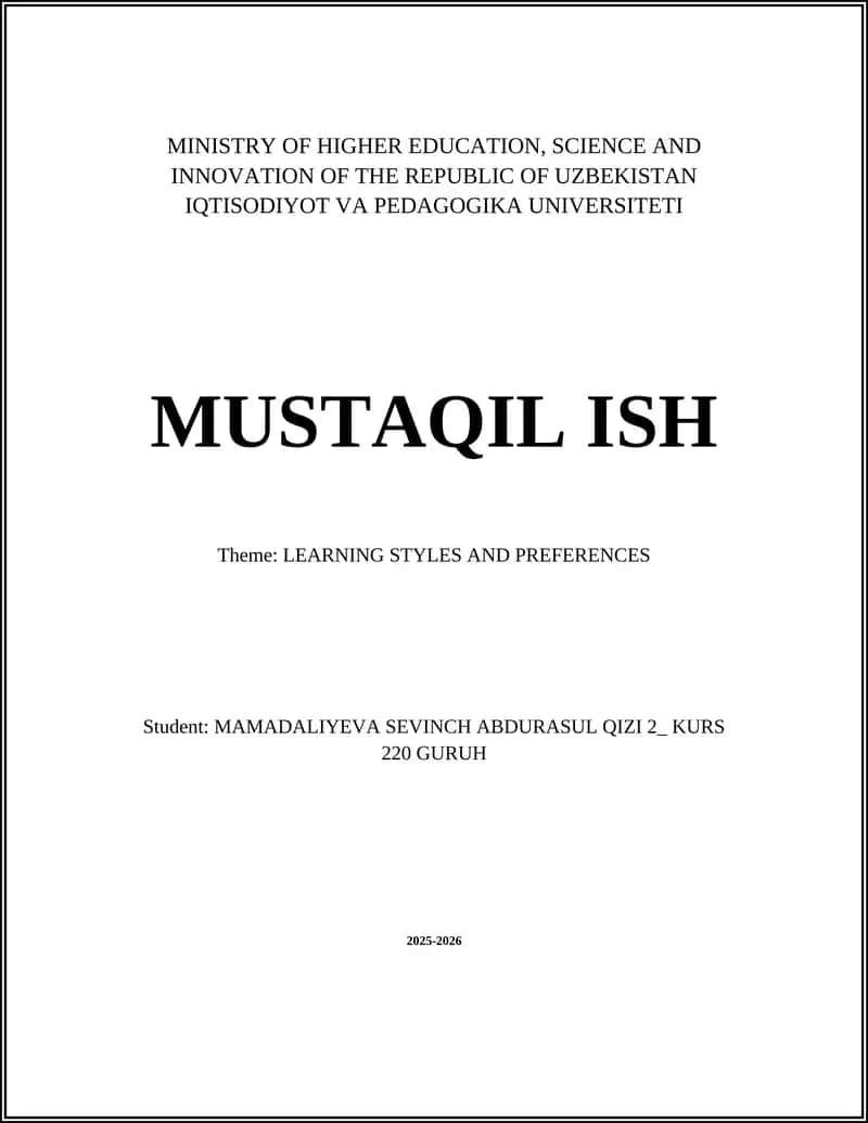 Learning Styles and Preferences
