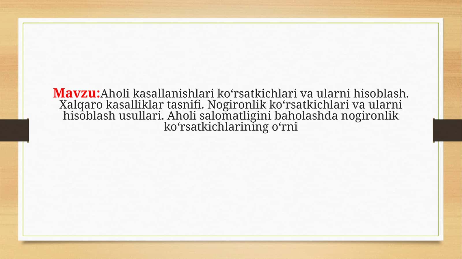 Aholikasallanishlar iko‘rsatkichlari va ularni hisoblash