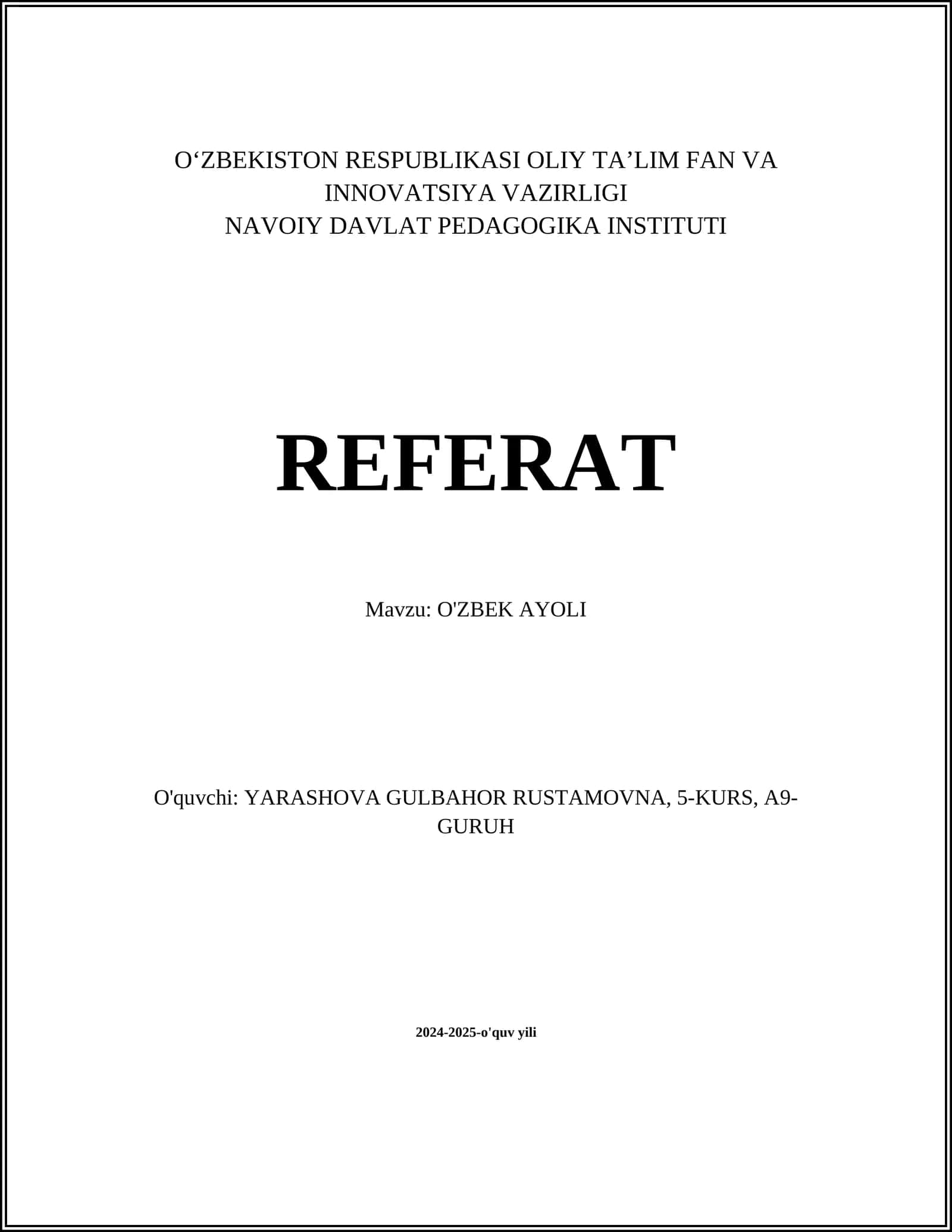 O'ZBEK AYOLI