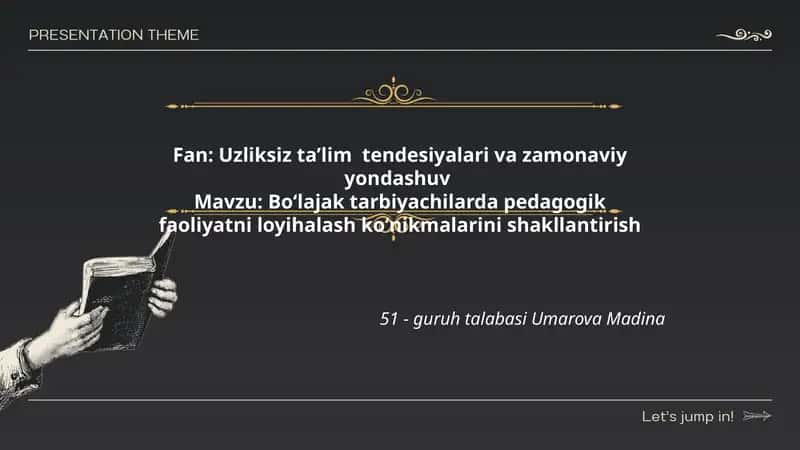 Boʻlajak tarbiyachilarda pedagogik faoliyatni loyihalash koʻnikmalarini shakllantirish