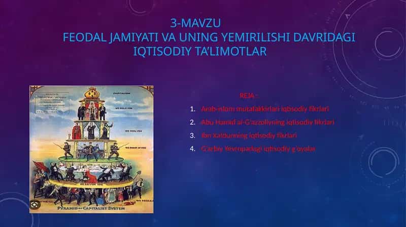 Feodal jamiyati va uning yemirilishida iqtisodiyot taʼlimotlar