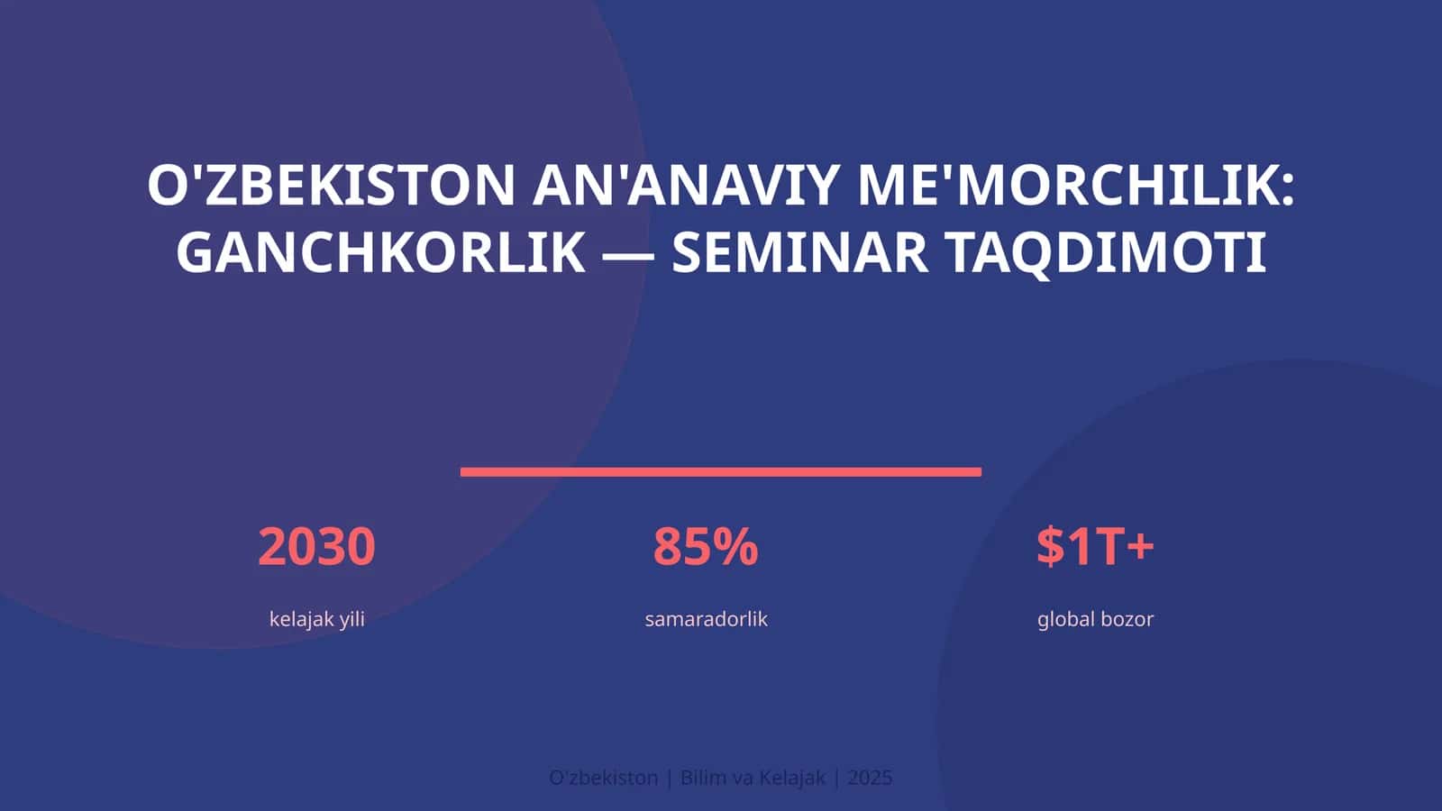O'zbekiston an'anaviy me'morchilik: ganchkorlik — seminar taqdimoti