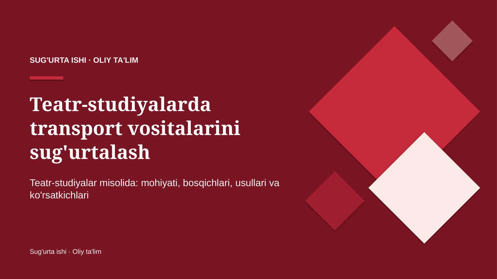 Teatr-studiyalarda transport vositalarini sug'urtalash
