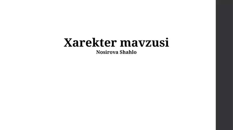 Xarekter mavzusi