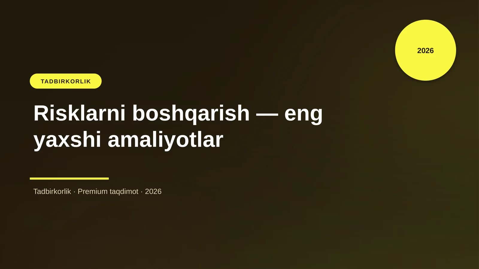 Risklarni boshqarish — eng yaxshi amaliyotlar