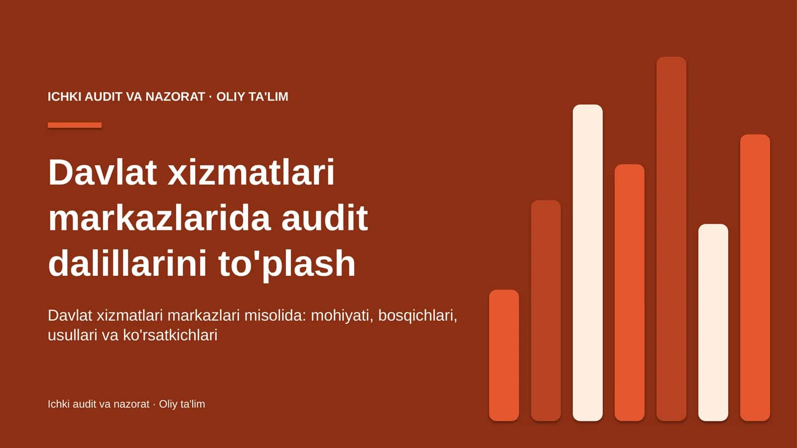 Davlat xizmatlari markazlarida audit dalillarini to'plash