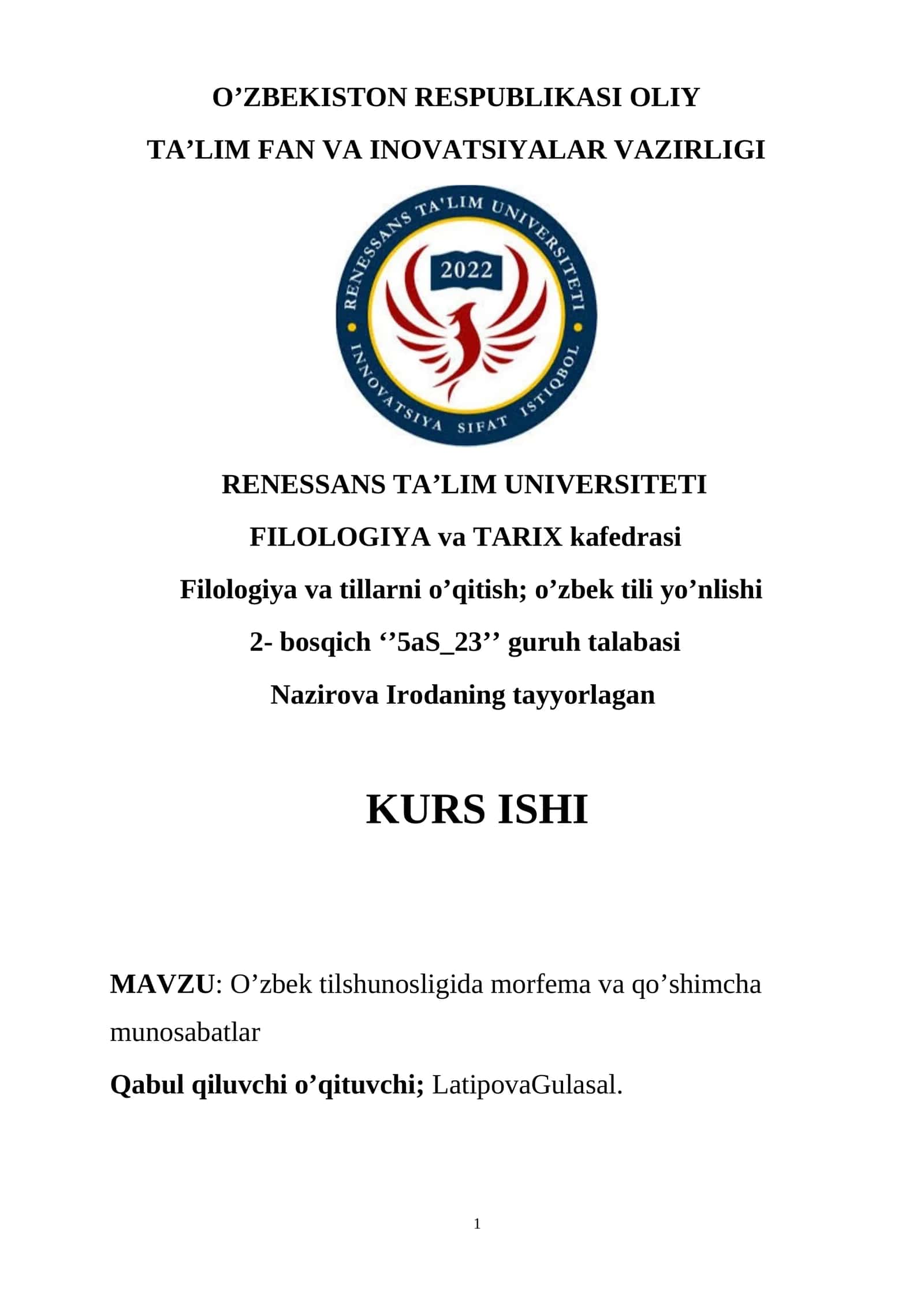 O’zbek tilshunosligida morfema va qo’shimcha munosabatlar
