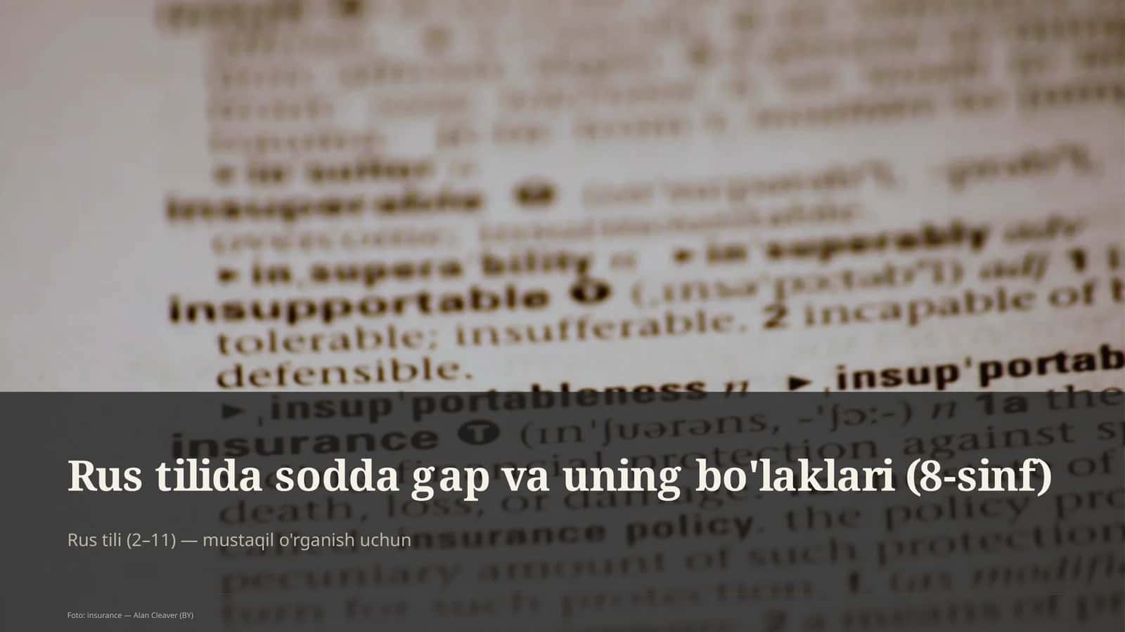 Rus tilida sodda gap va uning bo'laklari (8-sinf)