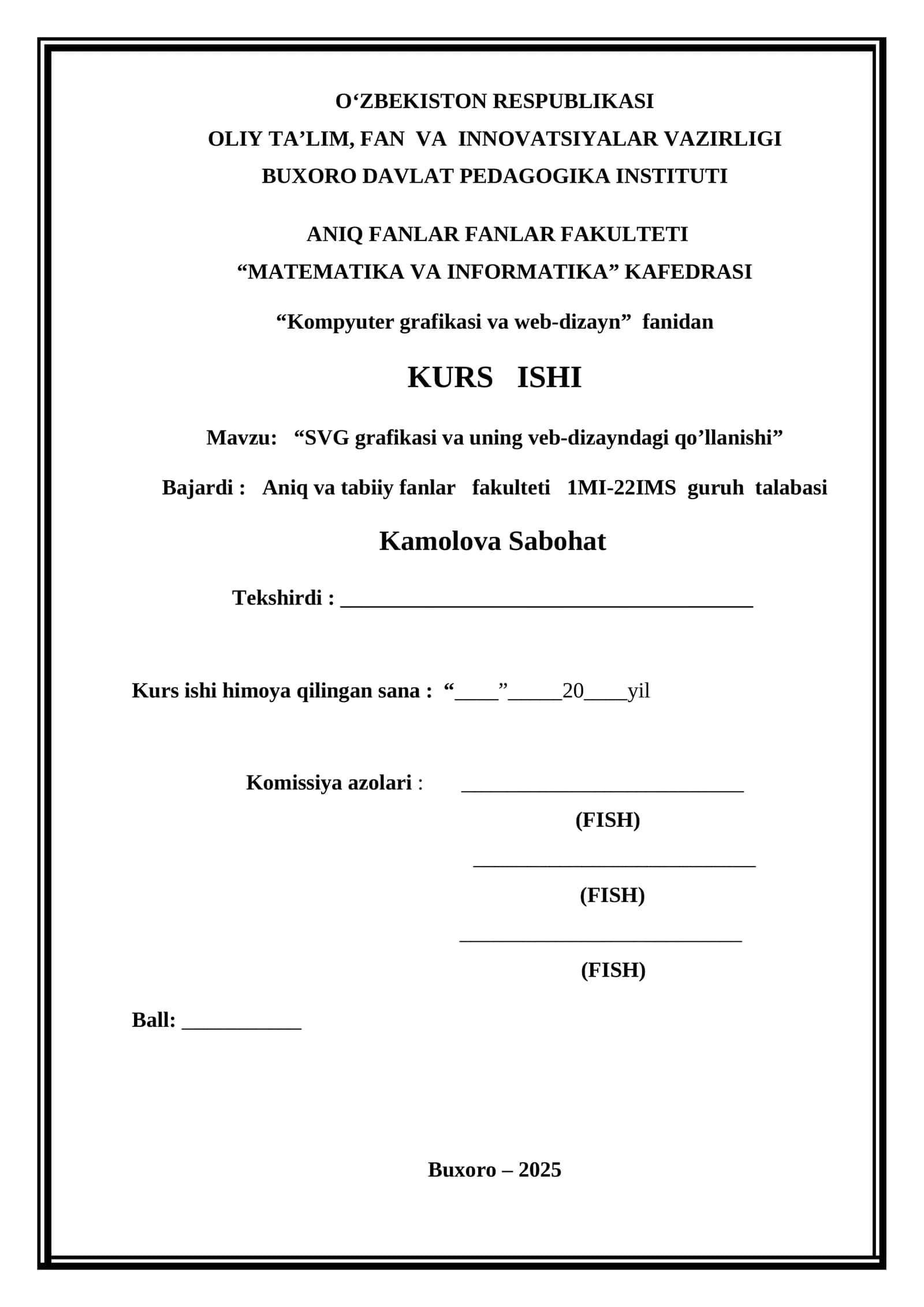 "SVG grafikasi va uning veb-dizayndagi qo’llanishi"