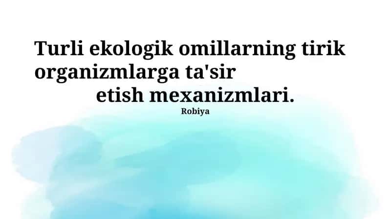 Ekologik omillar ta'sir mexanizmlari