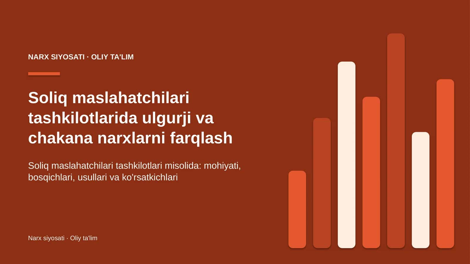 Soliq maslahatchilari tashkilotlarida ulgurji va chakana narxlarni farqlash