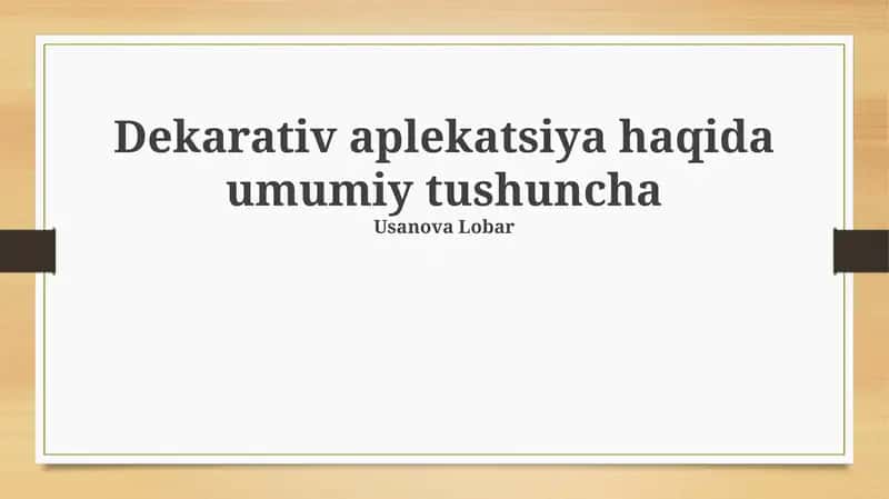 Dekorativ Applikatsiya
