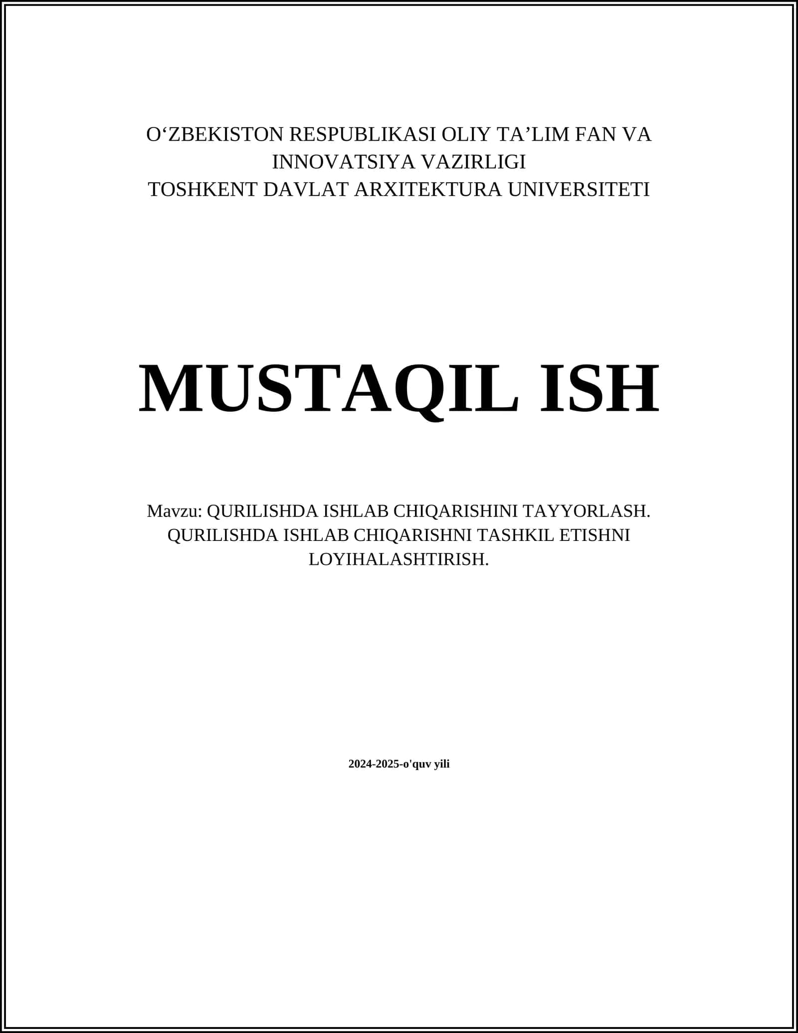 Qurilish materiallarini tayyorlash texnologiyalari