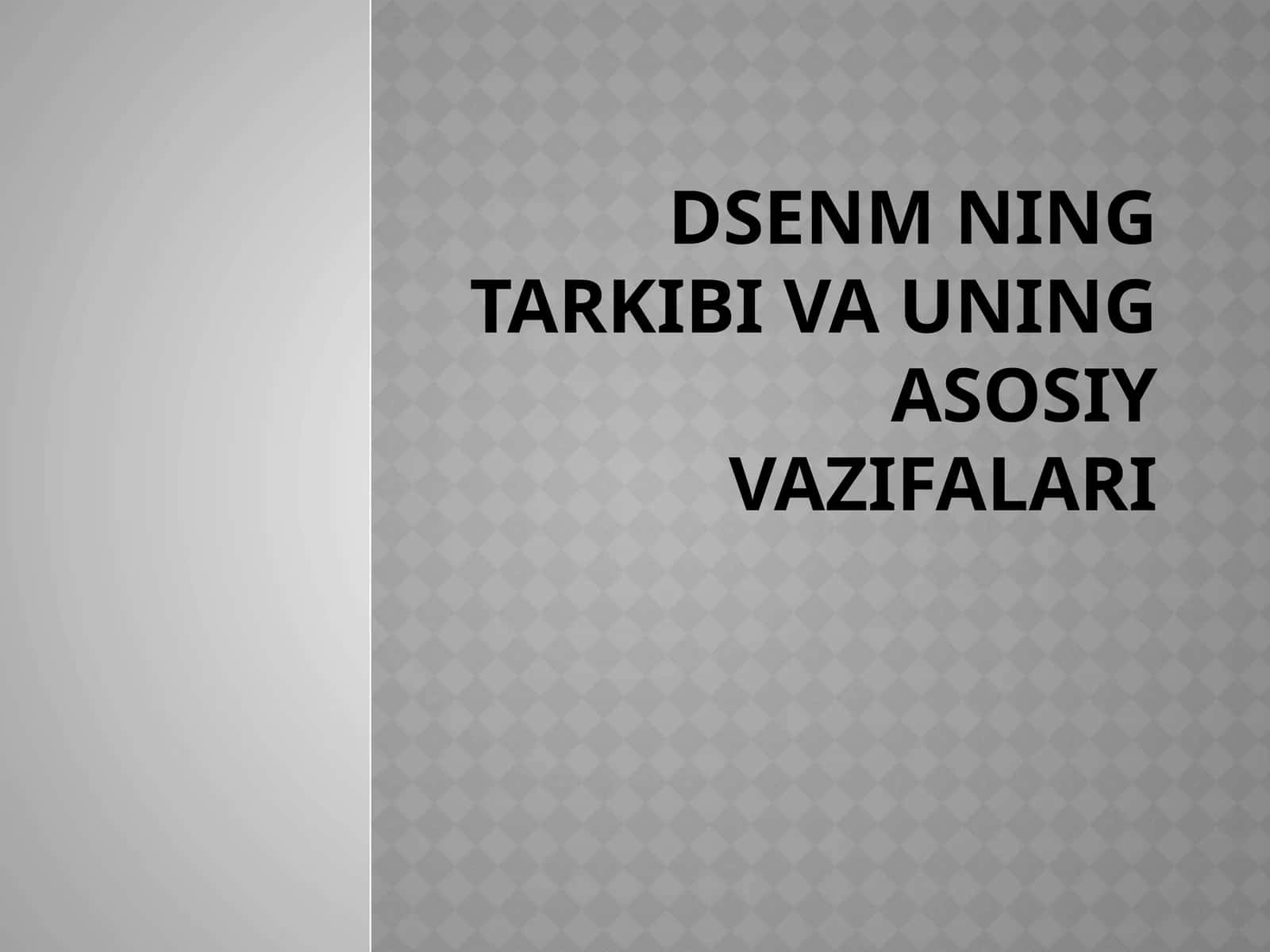 DSENM ning tarkibi va uning asosiy vazifalari