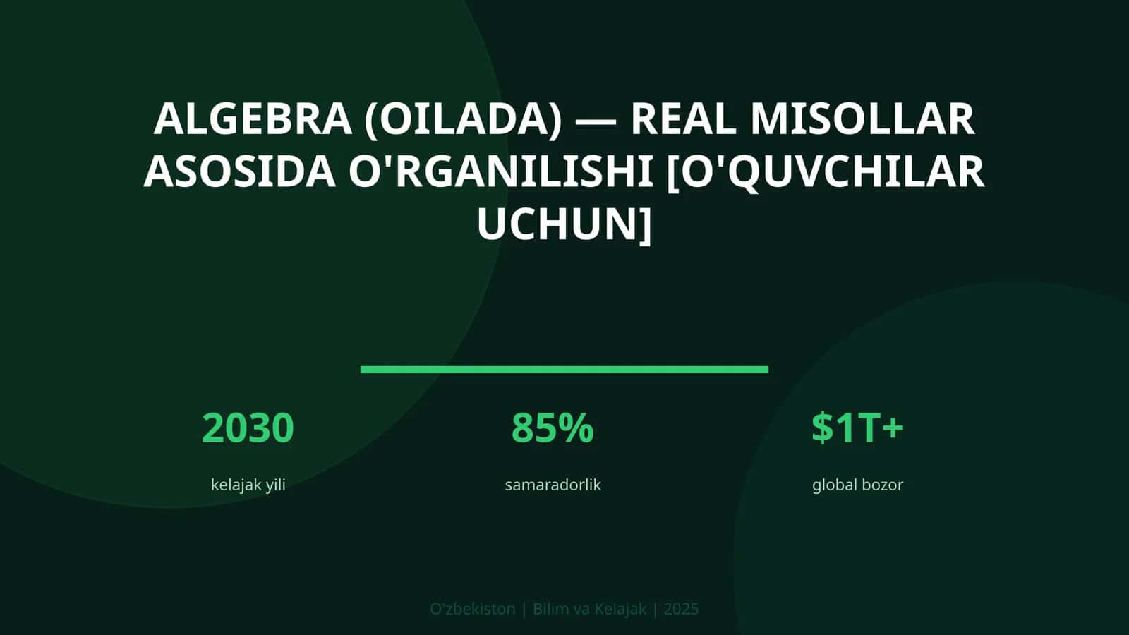 Algebra (Oilada) - Real Misollar Asosida O'rganilishi [O'quvchilar Uchun]