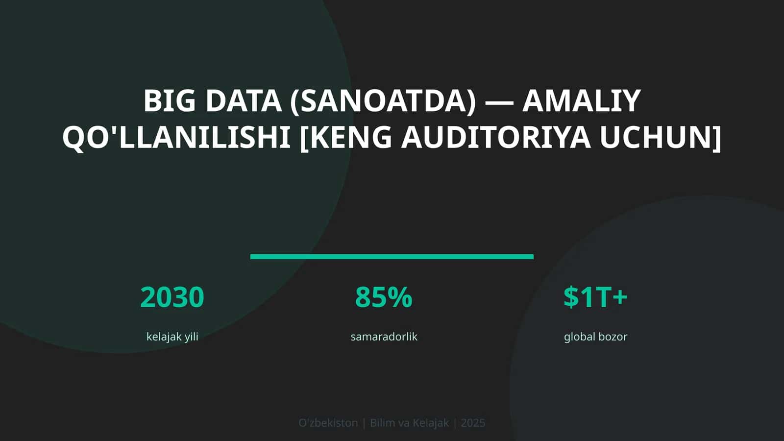 BIG DATA (SANOATDA) — AMALIY QO'LLANILISHI [KENG AUDITORIYA UCHUN]