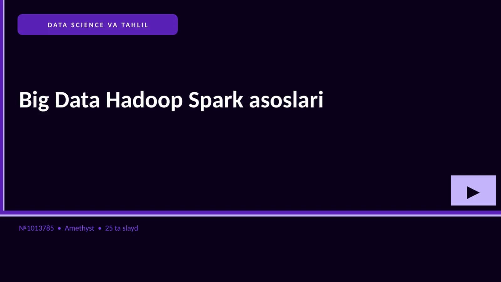 Big Data Hadoop Spark asoslari