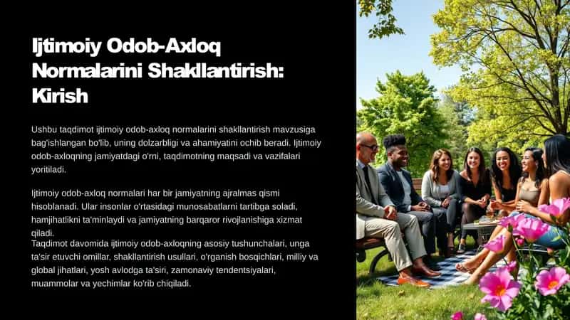 Ijtimoiy Odob-Axloq Normalarini Shakllantirish: Kirish