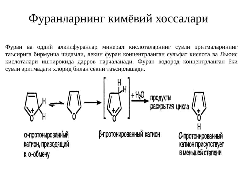 Фуранларнинг кимёвий хоссалари