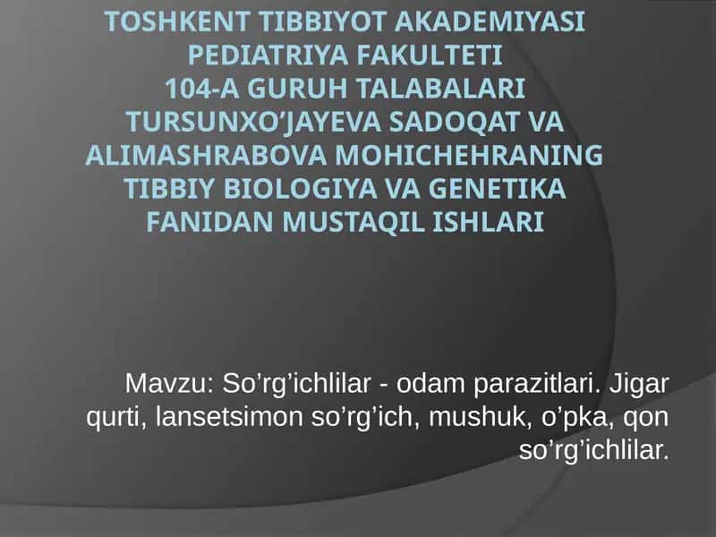So’rg’ichlilar (Trematodes) sinfi