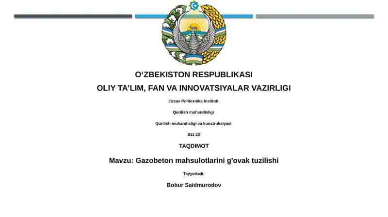 Gazobeton mahsulotlarini g'ovak tuzilishi