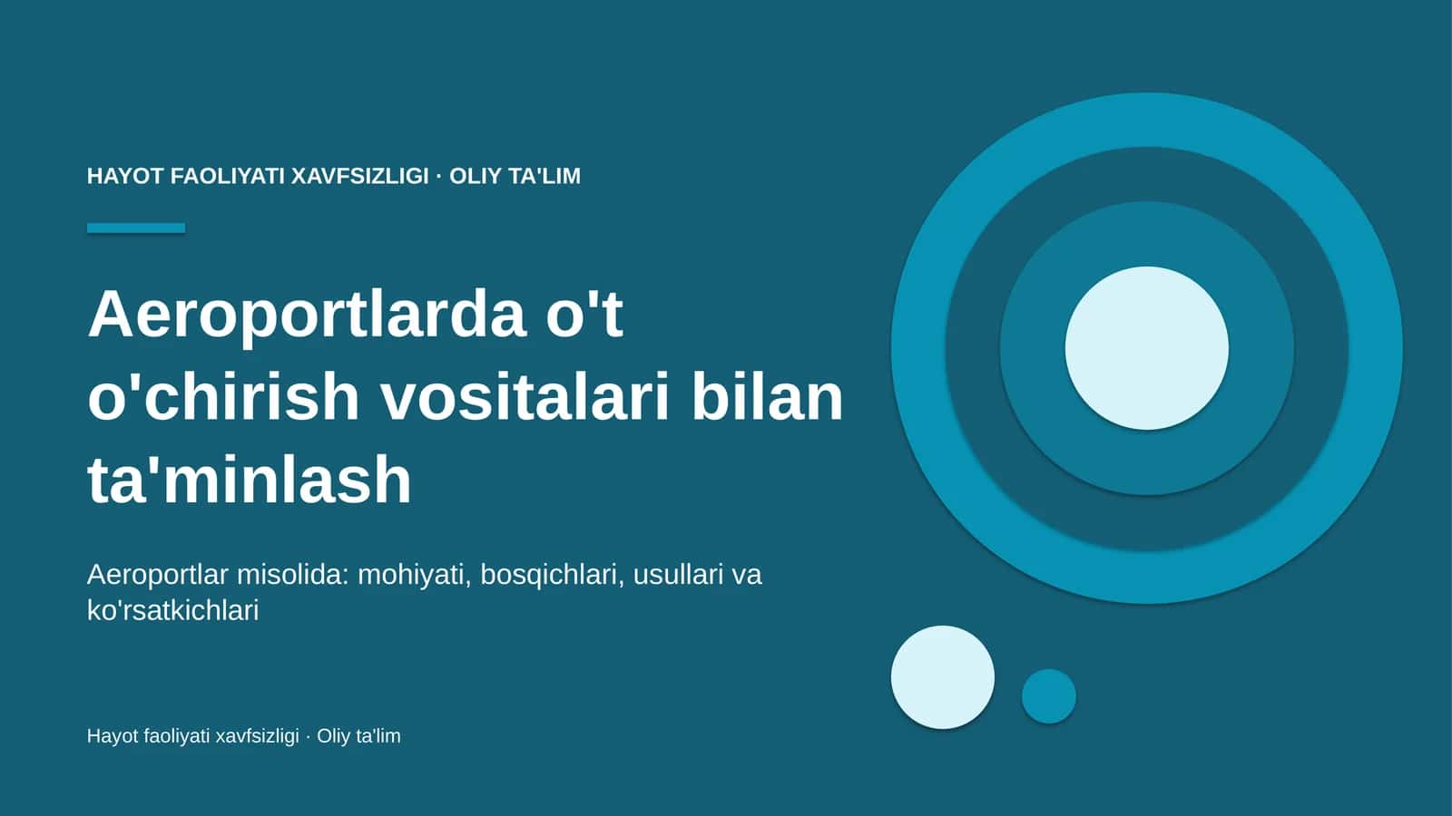 Aeroportlarda o't o'chirish vositalari bilan ta'minlash