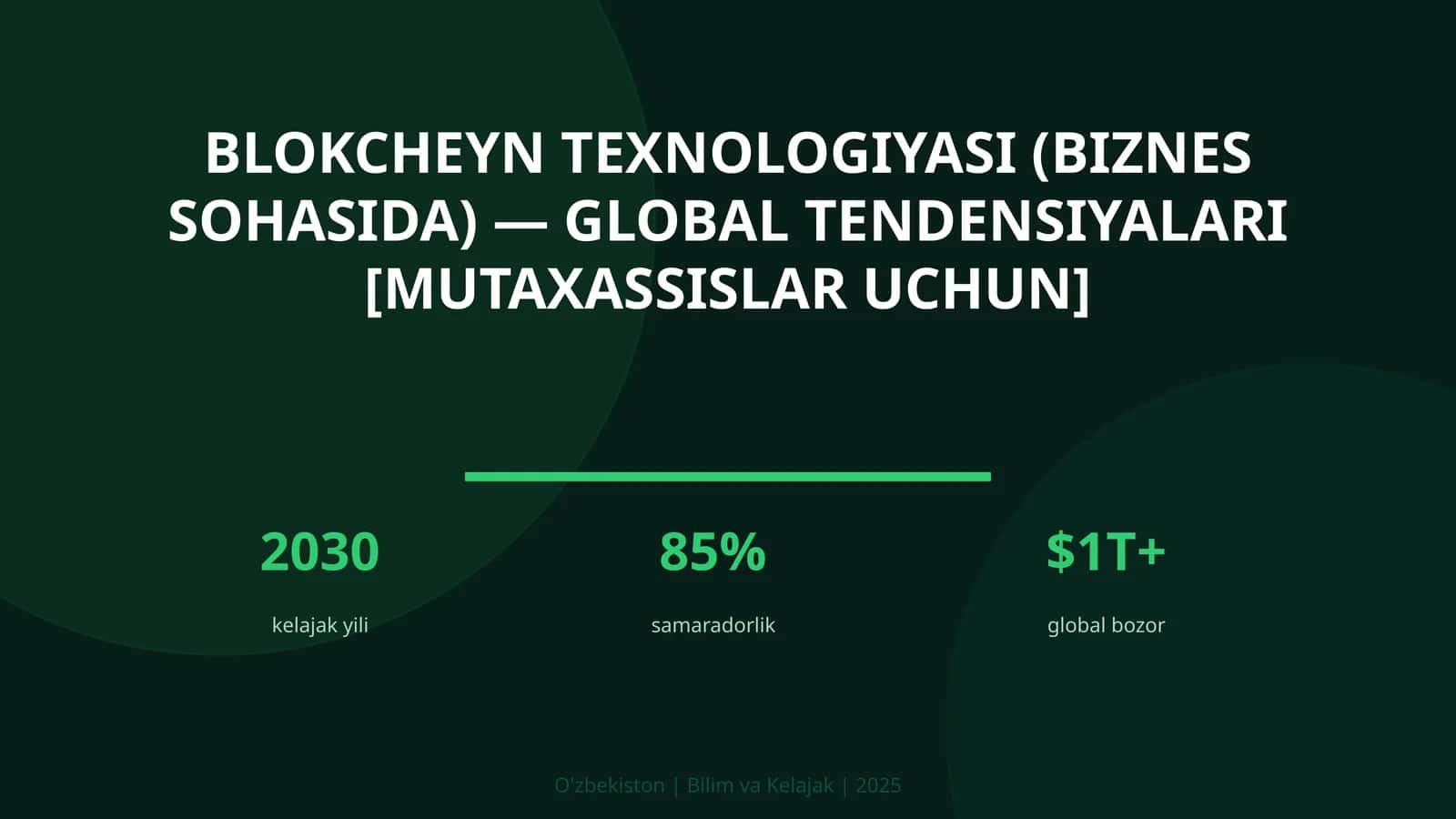 Blokcheyn texnologiyasi (biznes sohasida) — global tendensiyalari [mutaxassislar uchun]