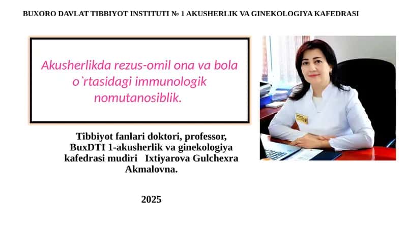 Akusherlik va Ginekologiya Kafedrasi