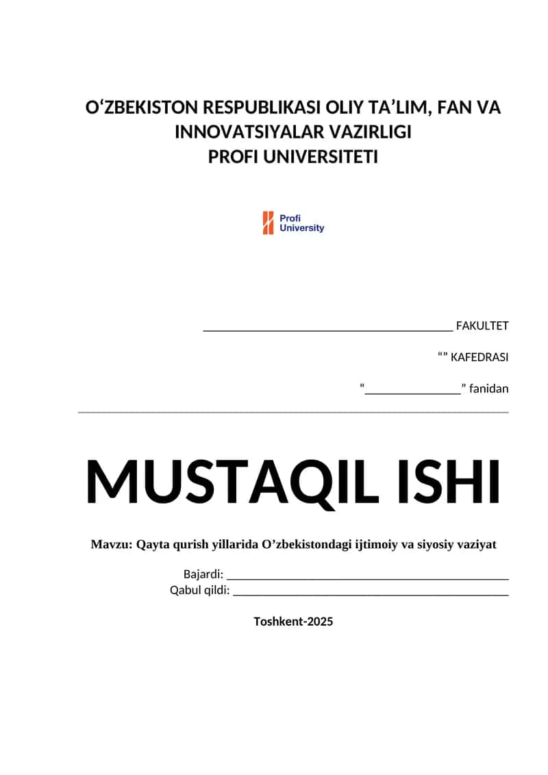 Qayta qurish yillarida O’zbekistondagi ijtimoiy va siyosiy vaziyat
