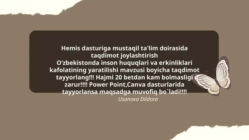 O‘zbekistonda inson huquqlari va erkinliklari kafolatining yaratilishi