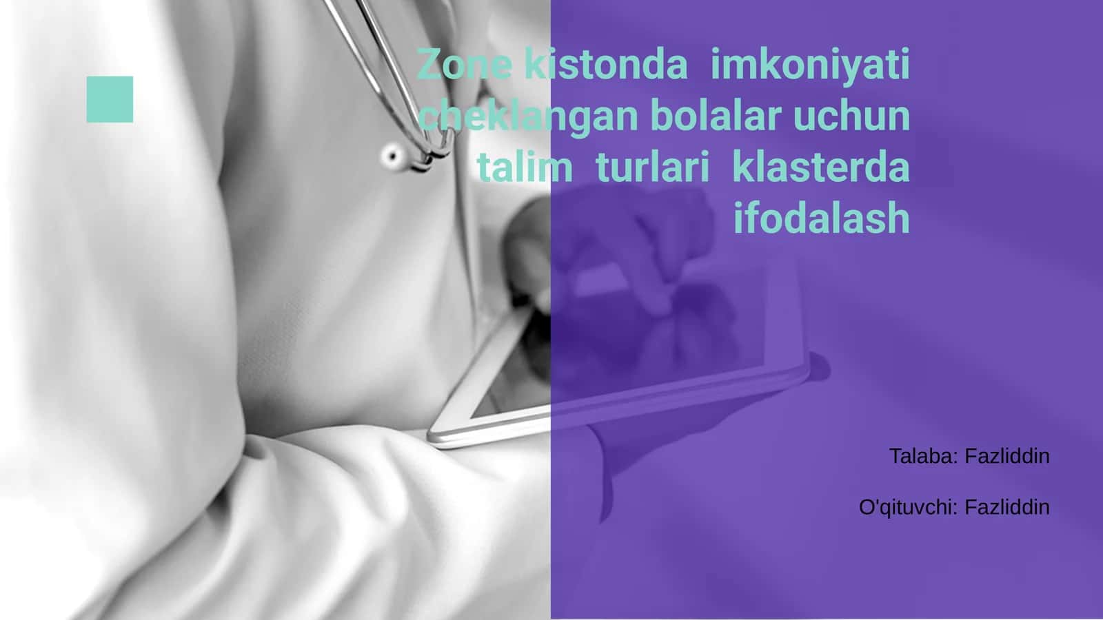 Zone kistonda imkoniyati cheklangan bolalar uchun talim turlari klasterda ifodalash