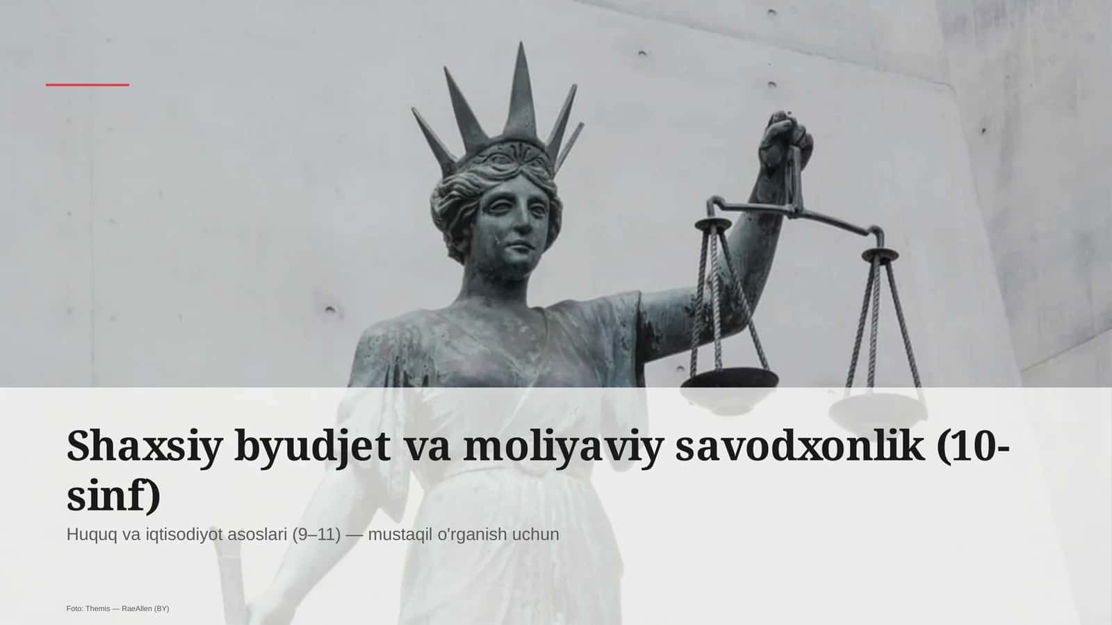 Shaxsiy byudjet va moliyaviy savodxonlik (10-sinf)