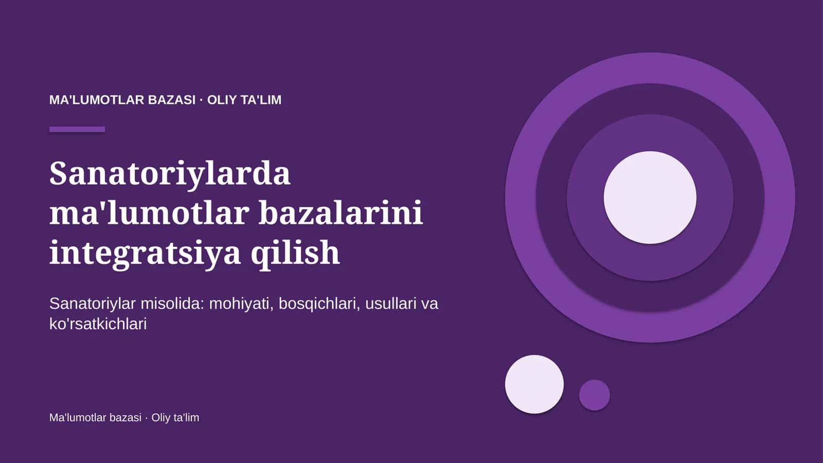 sanatoriylarda ma'lumotlar bazalarini integratsiya qilish 5053