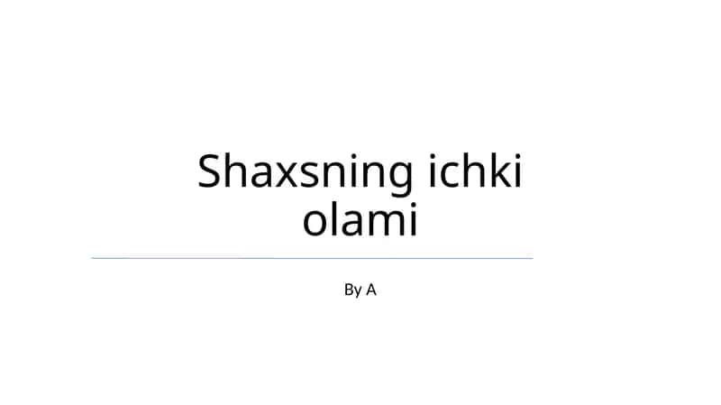 Shaxsning ichki olami