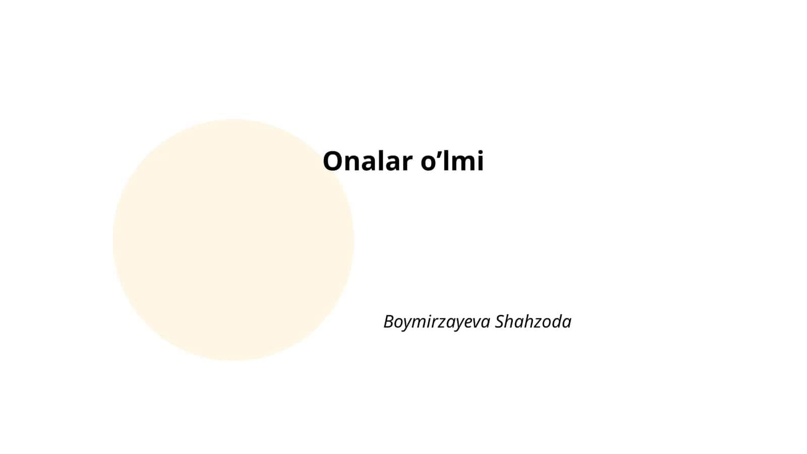 Onalar o’lmi