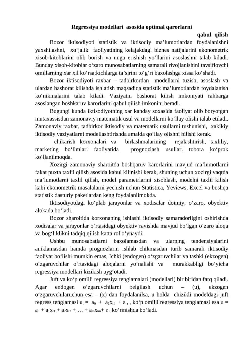 Optimal qarorlarni qabul qilish