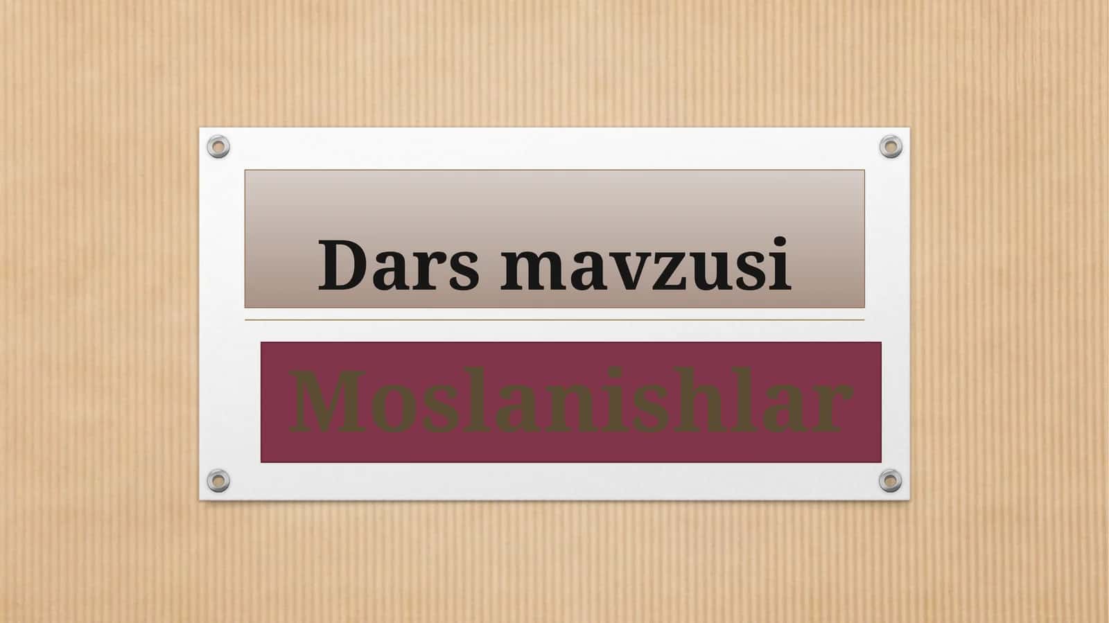 Yashash muhitiga moslanishlar