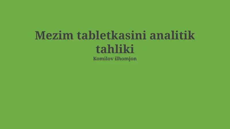 Mezim tabletkalari