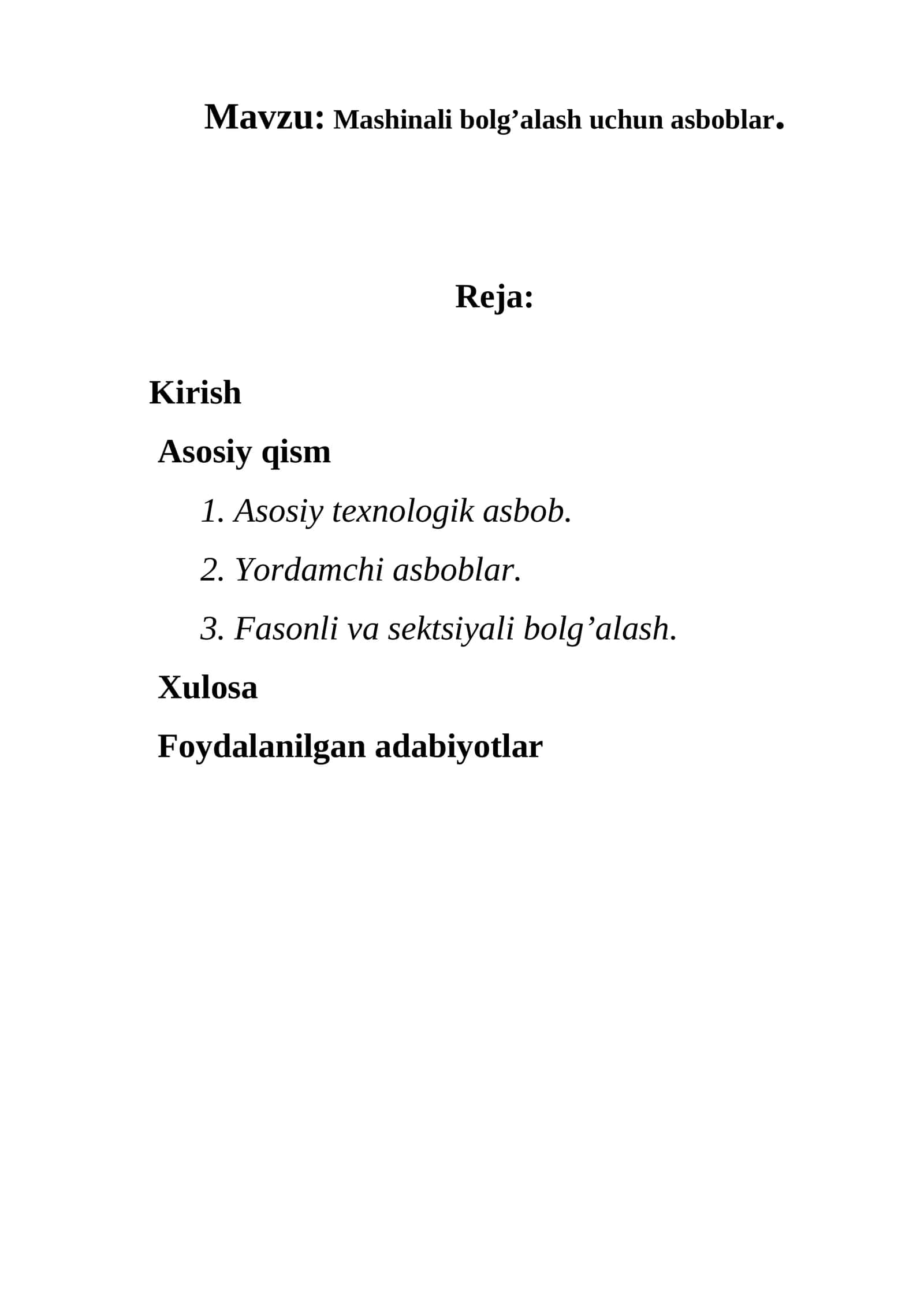 Mashinali bolg’alash uchun asboblar