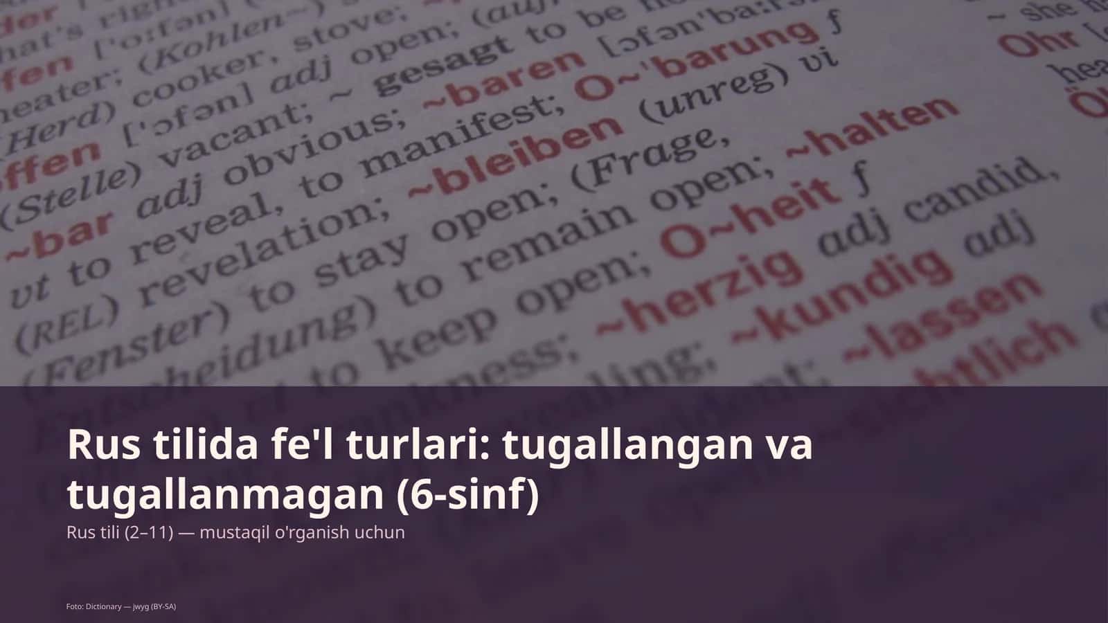 Rus tilida fe'l turlari: tugallangan va tugallanmagan (6-sinf)